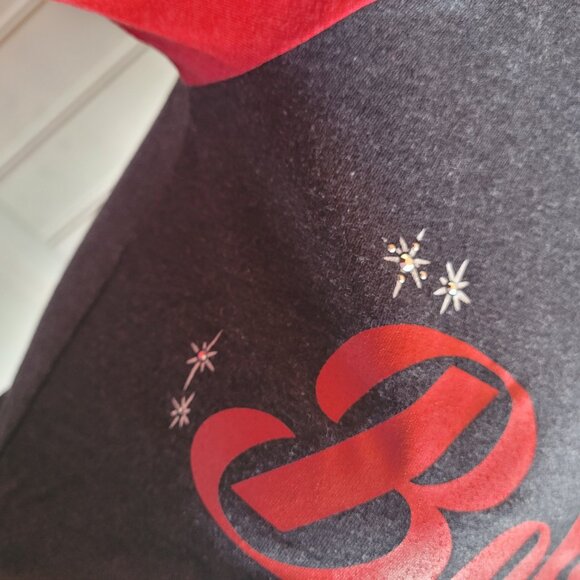 LOL Vintage Dark GrayHeather and Red Believe Raglan Sleeve Christmas Tee S - Picture 3 of 6